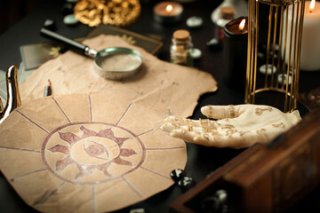 Astrological forecast, mysticism and science concept. 