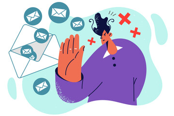 Man who does not want to receive newsletter makes Stop sign, stopping sent messages