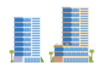 Vector elements representing high rise buildings for city illustration © Lemonstocks
