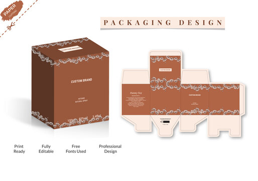 3D Packaging design, luxury box Packaging design template, Box die line, 3d Box Mockup, Box, Packaging Die Cut Template For Product vector design with 3D Preview Illustration Vector design Template.
