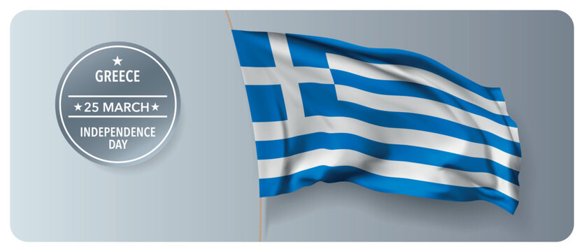 Greece independence day vector banner, greeting card.