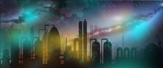 Futuristische Skyline, Stadt, Industrie - Universum Hintergrund, Virtuelle Welten