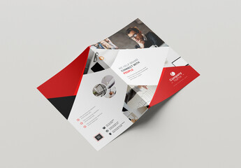 Red Color Bifold Brochure Layout