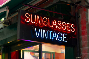 Sunglasses Vintage signboard on the building in Istanbul