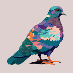 Colorful pigeon pop art style vector illustration
