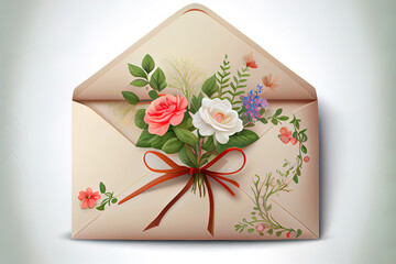 Envelope front view isolated in white background. Generative Ai