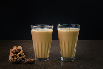 Indian tea served in glass cups.