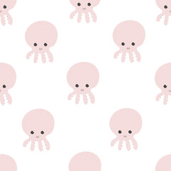 Seamless pattern with cartoon octopuses. Colorful vector for kids, flat style. Hand drawing, animals. sea life. Baby design for fabric, textile, print, wrapper