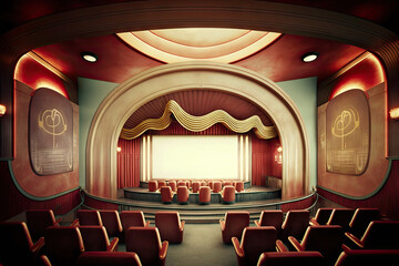 cinema auditorium with red chairs