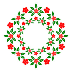 Round frame of flowers and leaves