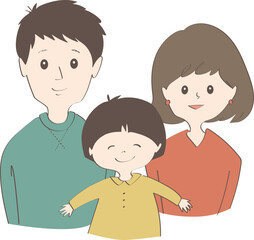 3人家族のイラスト　上半身