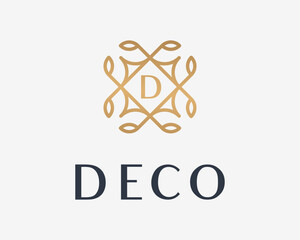 Deco Luxury Decorative Elegant Antique Minimalist Border with Letter Initials Vector Logo Design