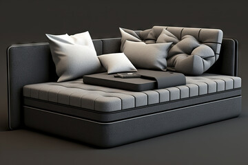 sofa with bed in grey color created using generative AI