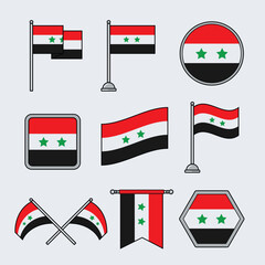 vector hand drawn flat design syria national emblems with outline