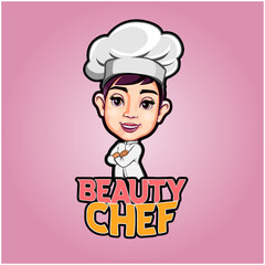 Beauty chef symbol for restaurant businnes, vector illustration.