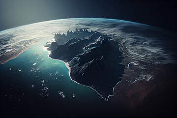 View of the ocean on planet. Earth from space. Generative ai