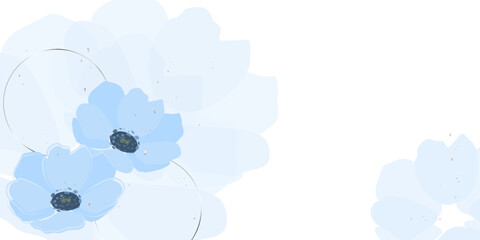 Floral background with blue flowers. Delicate watercolor anemones. Vector background for banner, poster.	
