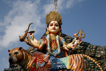 Durga statue in a Vrindavan temple. India.