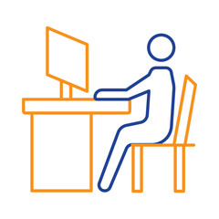 office, table, man, computer, office stuff working table icon