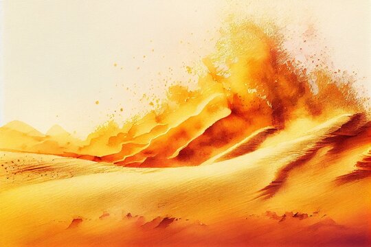 light background of sand, desert, dunes, watercolor style, AI Generated