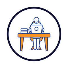 office, table, man, computer, office stuff working table icon