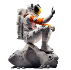 Foto op Canvas Astronaut spaceman illustration space station in outer space. Transparent Astronauts wear full spacesuits for space operations. Generative AI.  © Studio Multiverse