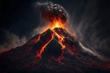 Close-up of flowing lava from a active volcano - obrazy, fototapety, plakaty