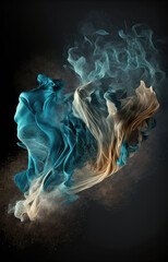 Fototapeta premium Colorful abstract silk fabric in the air. Generative AI