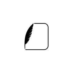 Feather pen write sign logo template app icon on white