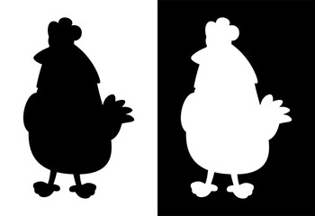 White and black farm hen with black and white background