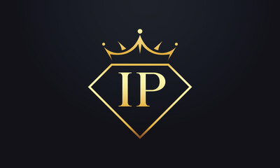 Diamond crown vector. Luxury queen logo for jewelry vector with letters