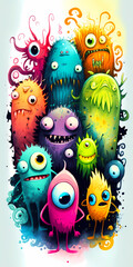 Group of Monsters created with Generative AI Technology - 575863561