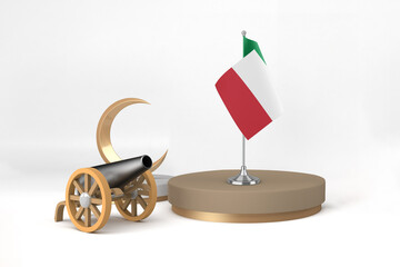 Ramadan Italy With Cannon and Crescent In White Background