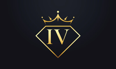 Diamond crown vector. Luxury queen logo for jewelry vector with letters