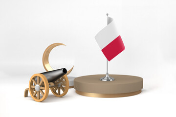 Ramadan Poland With Cannon and Crescent 3D Rendering