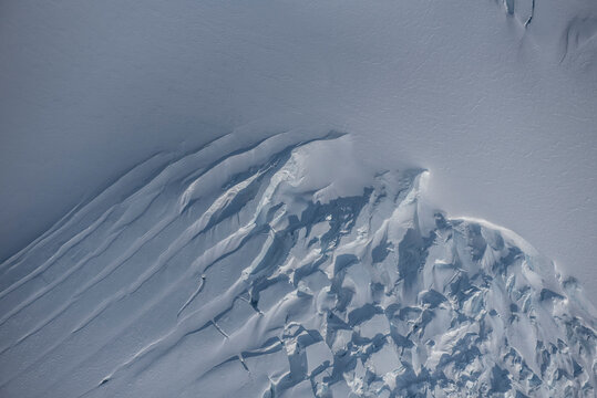 Aerial image of crevasses on the flanks of Mount Erebus, Antarctica. - Powered by Adobe