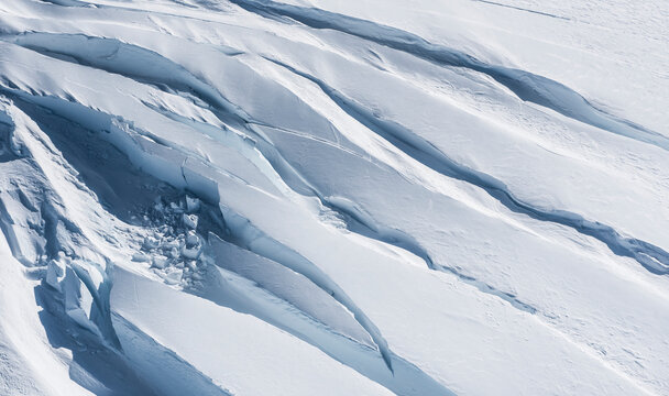 Aerial image of crevasses on the flanks of Mount Erebus, Antarctica. - Powered by Adobe