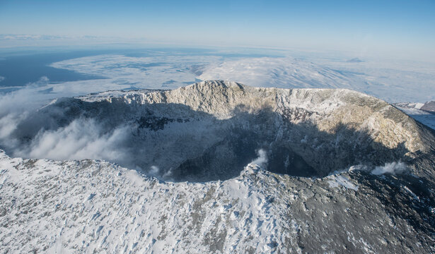 The summit crater of Mount Erebus, Antarctica.