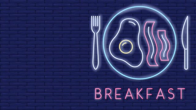 Neon Flashing Breakfast Restaurant Ad Animation