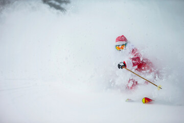 Santa skiing powder.