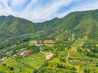 Aerial photography of Longquan Ancient Temple in Luquan District, Shijiazhuang City, Hebei Province, China