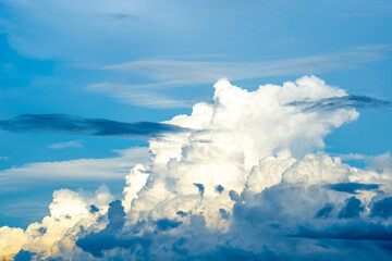 clouds and blue sunny sky,  white clouds over blue sky, Aerial view,  nature blue sky white cleat...