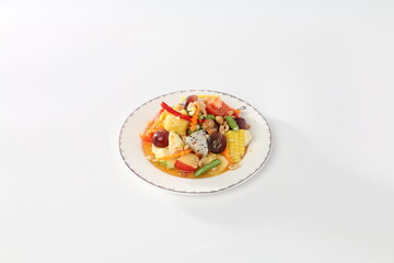 spicy mixed fruit salad, Traditional Thai food is also delicious like a papaya salad, it's instead of papaya with mixed fruit.