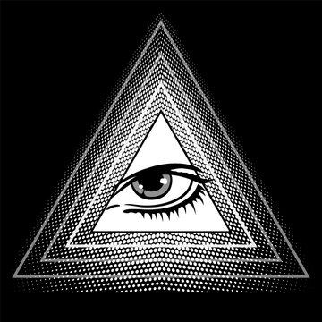 Eye of Providence. Black Masonic symbol. Eye icon design. Vector illustration