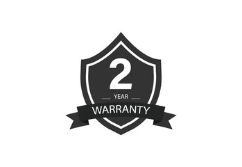 2 year warranty vector icon. color in black, minimal warranty logo.