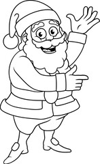 Obraz premium A Christmas cartoon illustration of Santa Claus pointing and waving