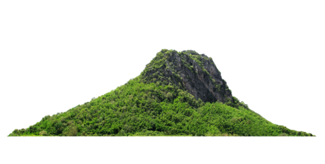 Panorama island, hill, mountain on transparent background. png file. for photo montage. Used for graphics.
