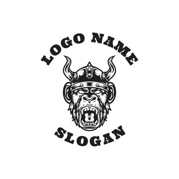 Chimp Viking Graphic Logo Design