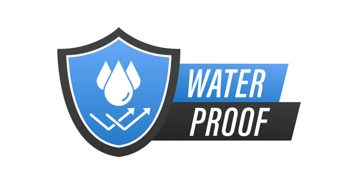 Shield Waterproof icon. Water repellent surface symbol concept isolated on white background, waterproof icon. Water protection icon. Vector illustration