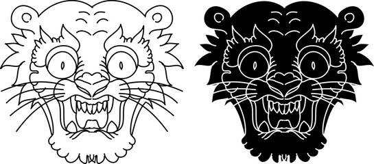 Tiger and dragon fighting tattoo.Japanese style Dragon with tiger and peony flower on cloud tattoo.